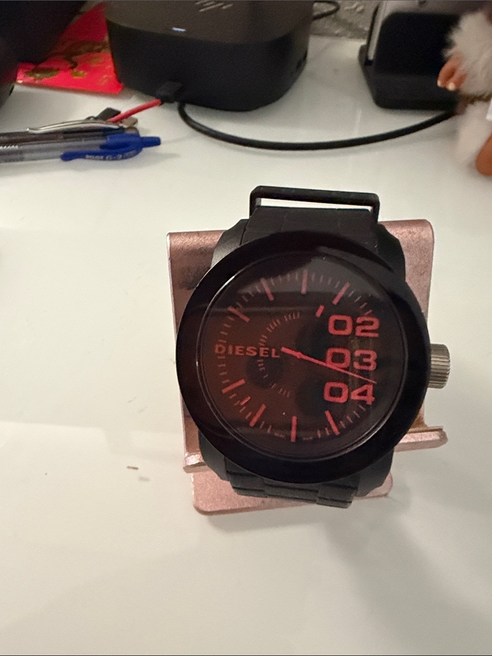Diesel Double Down Black Silicone Strap Watch DZ1777